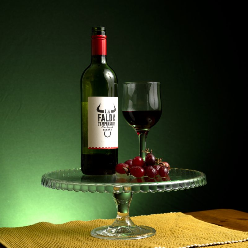 Wine bottle and glass