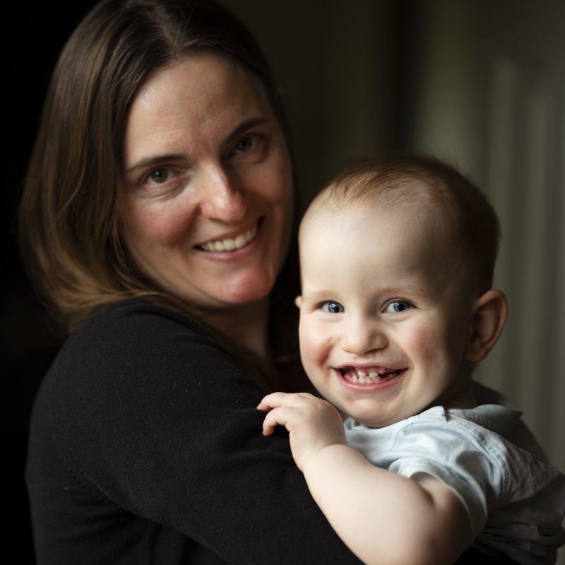 A woman and child